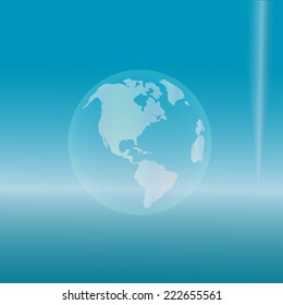 Vector silhouette globe on a blue background.