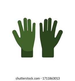 Vector silhouette of gloves for the garden on a white background. For agriculture and caring for plants and vegetables. Flat design illustration of objects without fill. Vector and stock illustration.