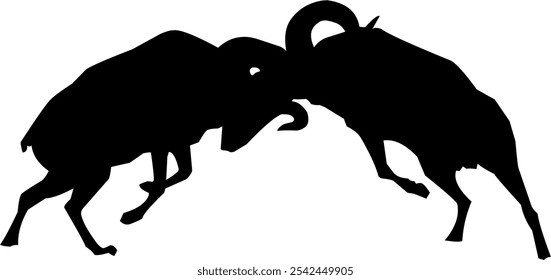 Vector silhouette of a goat fighting on a transparent background