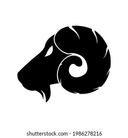 silueta vectorial de cabeza de cabra sobre fondo blanco