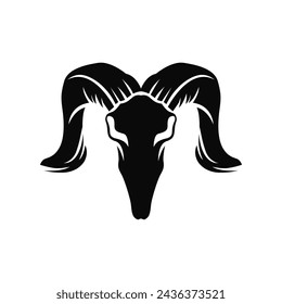 vector silhouette of goat head on white background