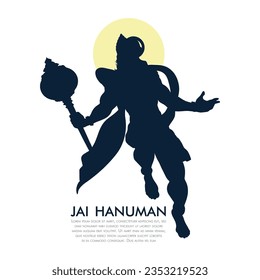 Vector silhouette of God Hanuman, Vector illustration of Hindu religious image, Indian Lord worship art