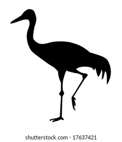 vector silhouette of the goinging crane on white background