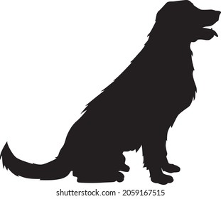 Vector silhouette of a golden retrever dog sitting
