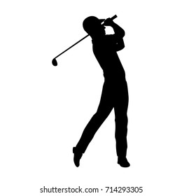 Vector silhouette of a golf player. Isolated vector on white background.