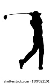 Vector of silhouette golf player swing the golf club for t-off