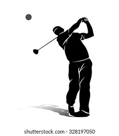 vector silhouette of a golfer