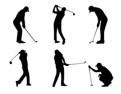 Vector Of Silhouette Golfer In Action