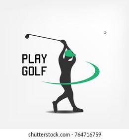 Vector silhouette of a golfer on white background