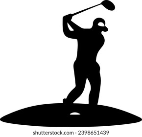 Vector silhouette of Golfer putting golf ball