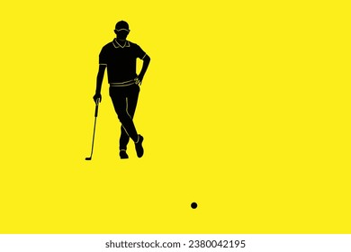 Vector silhouette of golfer in trendy flat style isolated on white background, symbol for your website design, logo, app, various publications.