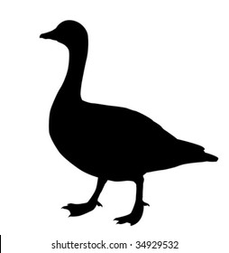 vector silhouette goose on white background