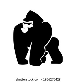 vector silhouette of gorilla on white background