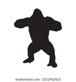 Vector silhouette of gorilla on white background