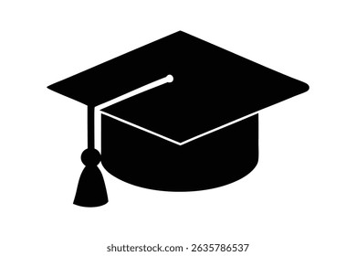 Vector silhouette of graduation cap and diploma in black simple style