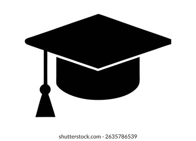 Vector silhouette of graduation cap and diploma in black simple style