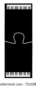 vector silhouette grand piano on white background
