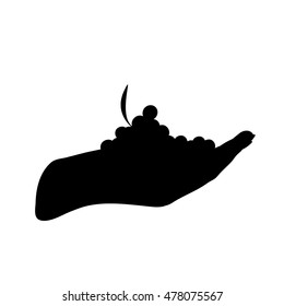 Vector silhouette of grapes on white background.