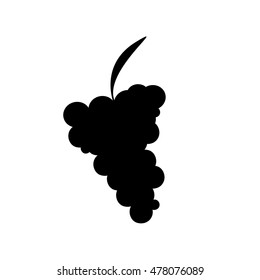 Vector silhouette of grapes on white background.