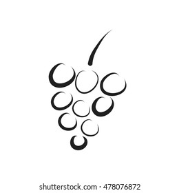 Vector silhouette of grapes on white background.