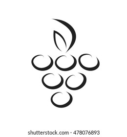 Vector silhouette of grapes on white background.