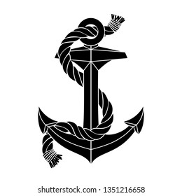 vector silhouette graphic black sea anchor shape