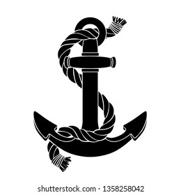 vector silhouette graphic black sea anchor shape