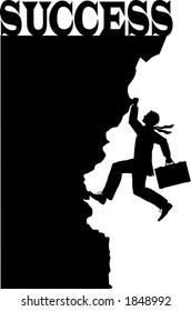 vector silhouette graphic depicting a business concept: Climbing to Success