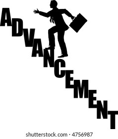 vector silhouette graphic depicting the concept of advancement or promotion