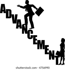 vector silhouette graphic depicting the concept of advancement or promotion