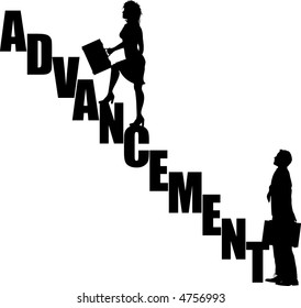 vector silhouette graphic depicting the concept of advancement or promotion