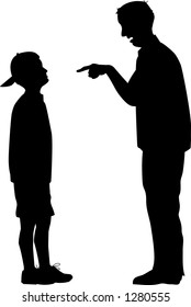 vector silhouette graphic depicting a man and a boy (father and son)