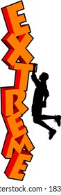 vector silhouette graphic depicting a man climbing the word: EXTREME