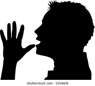 vector silhouette graphic depicting a shouting person