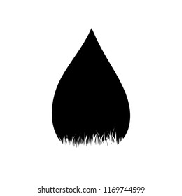 Vector silhouette of the grass in the drop on white background.