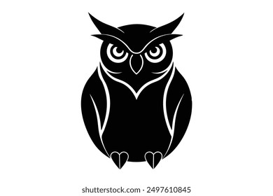 Vector silhouette of a great horned owl, showcasing a sleek and majestic design.
