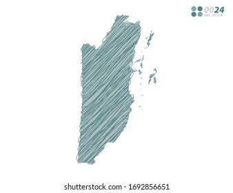 Vector silhouette green chaotic hand drawn scribble sketch of Belize map on white background.