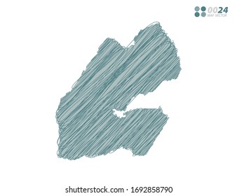 Vector silhouette green chaotic hand drawn scribble sketch of Djibouti map on white background.