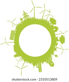 Vector Silhouette - Green energy, renewable energy production - Power-to-X