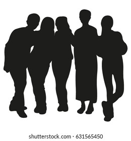 Vector Silhouette of Group of People