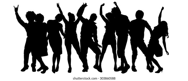 Vector Silhouette Group People On White Stock Vector (Royalty Free ...