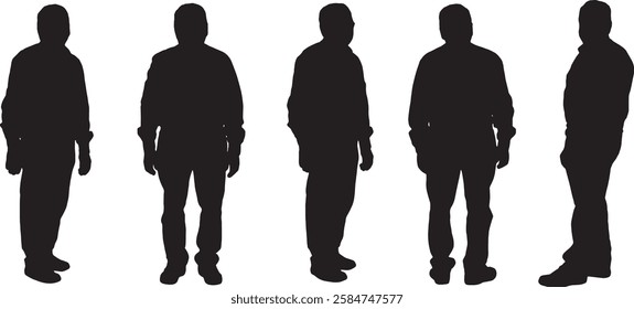 vector; silhouette of a group of same man standing