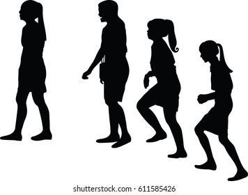 Vector Silhouette Group Young Woman Walking Stock Vector (Royalty Free ...