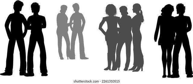 Vector Silhouette - groups of people