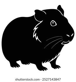 A vector silhouette guinea pig art illustration.