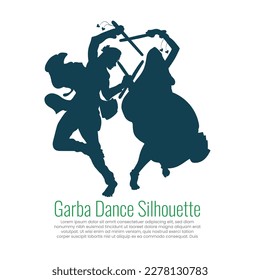 Vector Silhouette of Gujrat dance, Indian Dance illustration, Vector element for creating logo