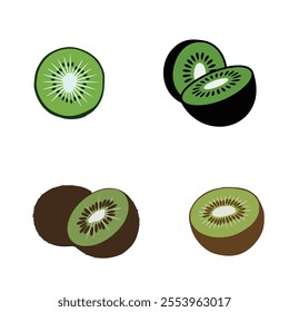 Vector Silhouette Of Half Kiwi Fruit