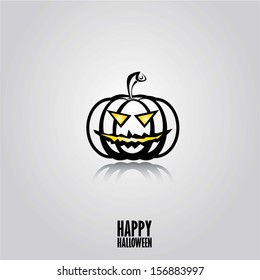 vector silhouette of Halloween Pumpkin on grey background. Scary Jack icon. Vector illustration