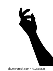 Vector silhouette of a hand. Isolated vector on white background.