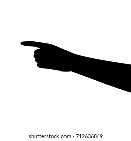 Vector silhouette of a hand. Isolated vector on white background.